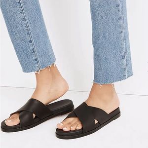 Madewell Women’s The Louisa Crisscross Black Slide Sandal Shoes